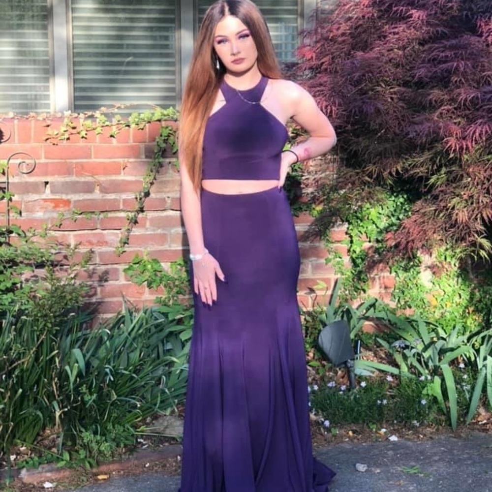 Purple 2 piece prom dress
